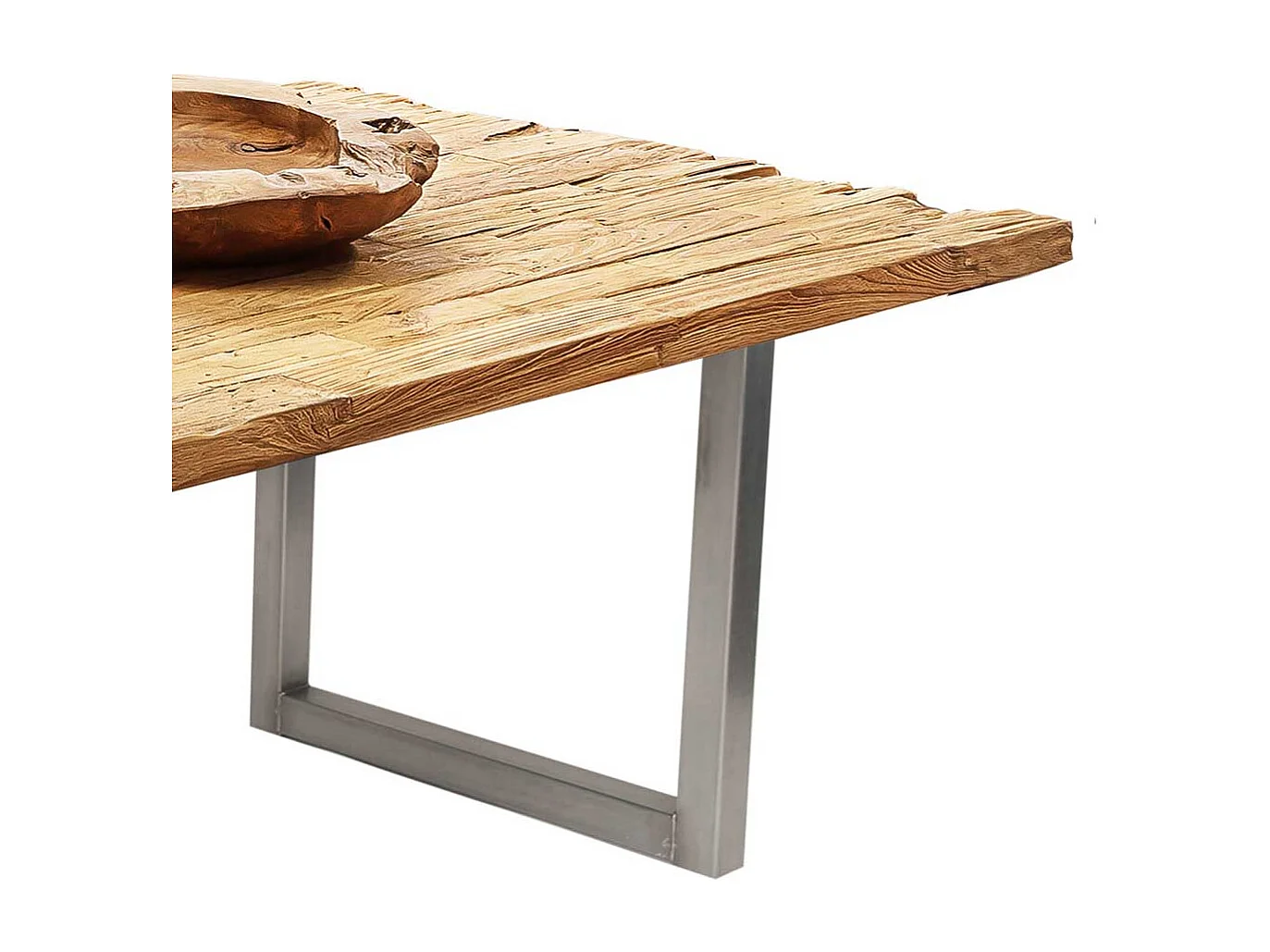 Designer Tisch aus Teak Recyclingholz und Stahl 100 cm tief