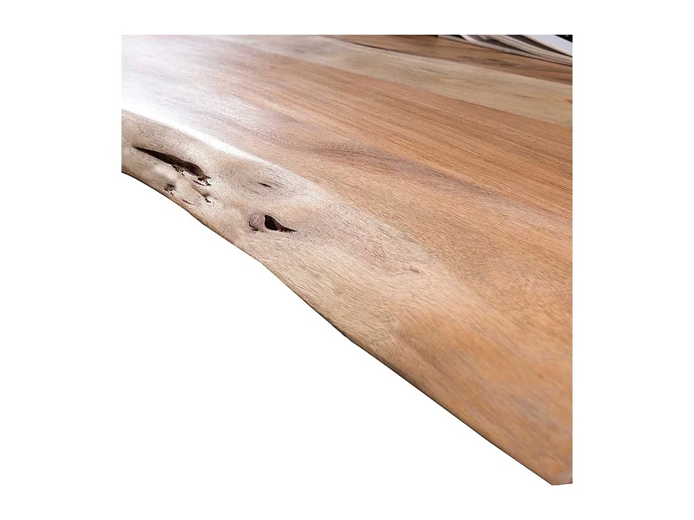 Echtholztisch aus Akazie Massivholz und Metall Bügelgestell