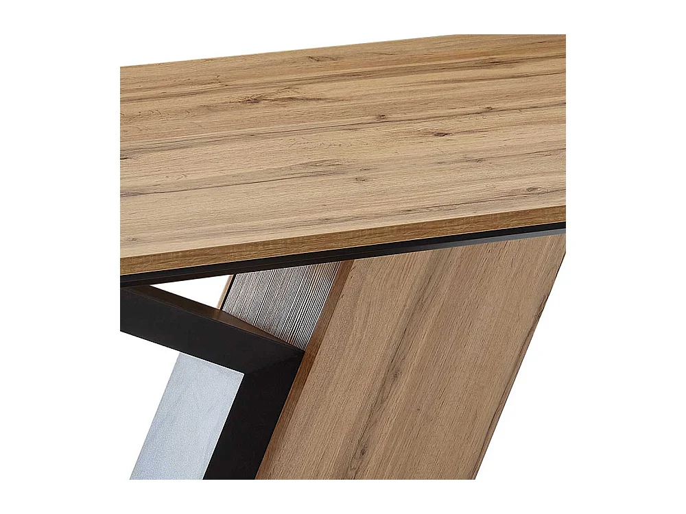 Säulen Esstisch in Wildeichefarben Schwarz