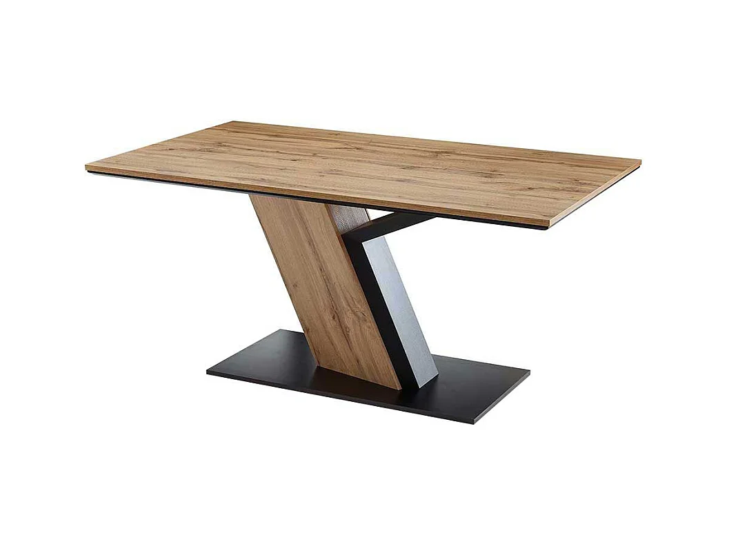 Säulen Esstisch in Wildeichefarben Schwarz