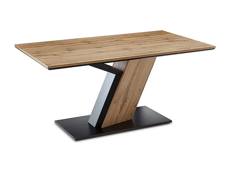 Säulen Esstisch in Wildeichefarben Schwarz