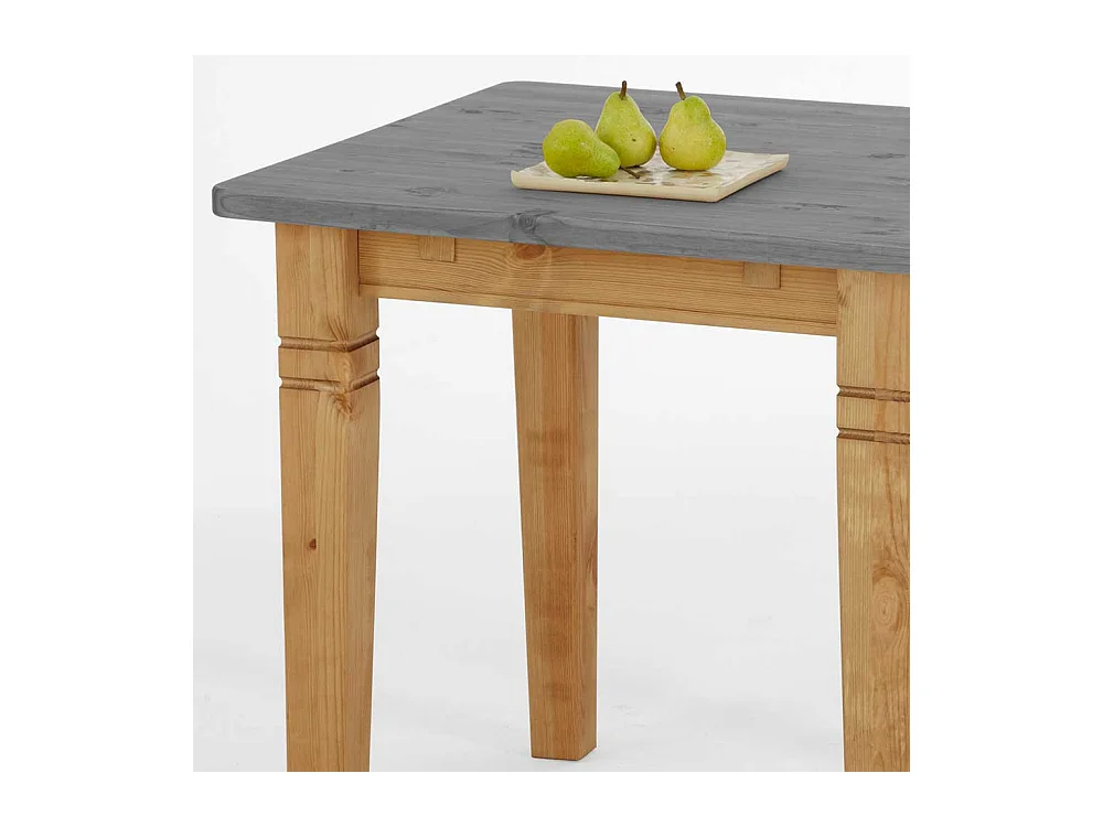 Landhaus Tisch in Grau Kiefer massiv geölt und lackiert