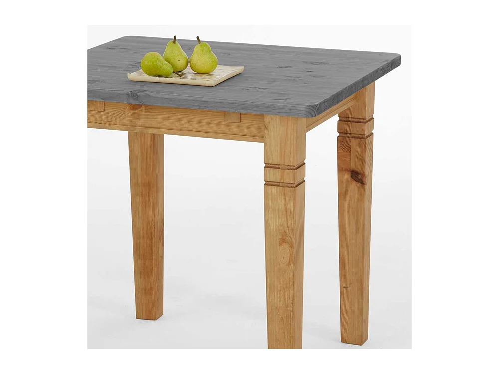 Landhaus Tisch in Grau Kiefer massiv geölt und lackiert