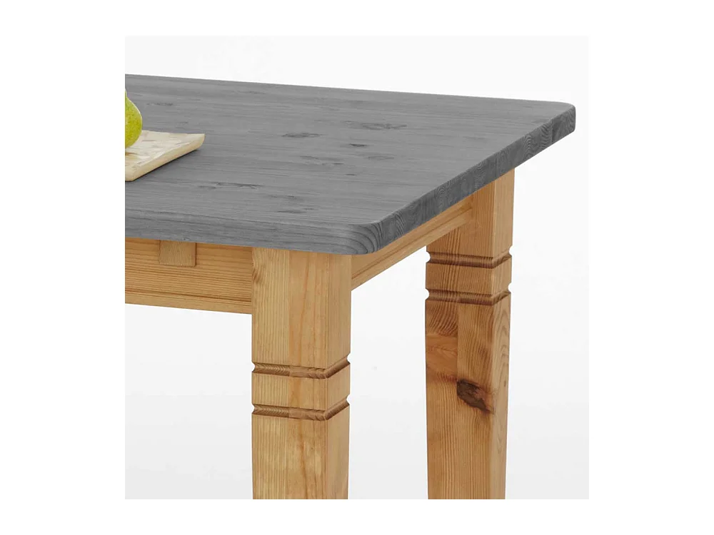 Landhaus Tisch in Grau Kiefer massiv geölt und lackiert