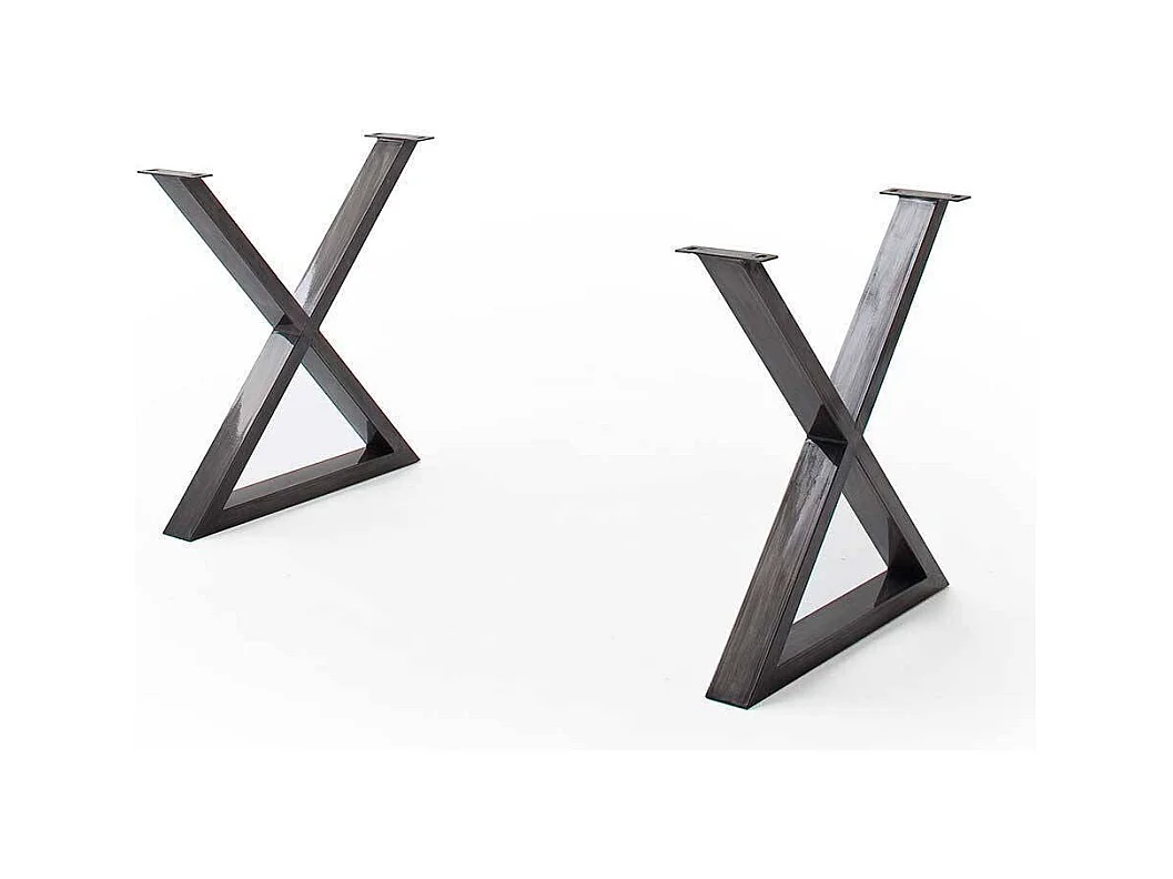 Esstisch Holztisch mit X Gestell und natürlicher Baumkante