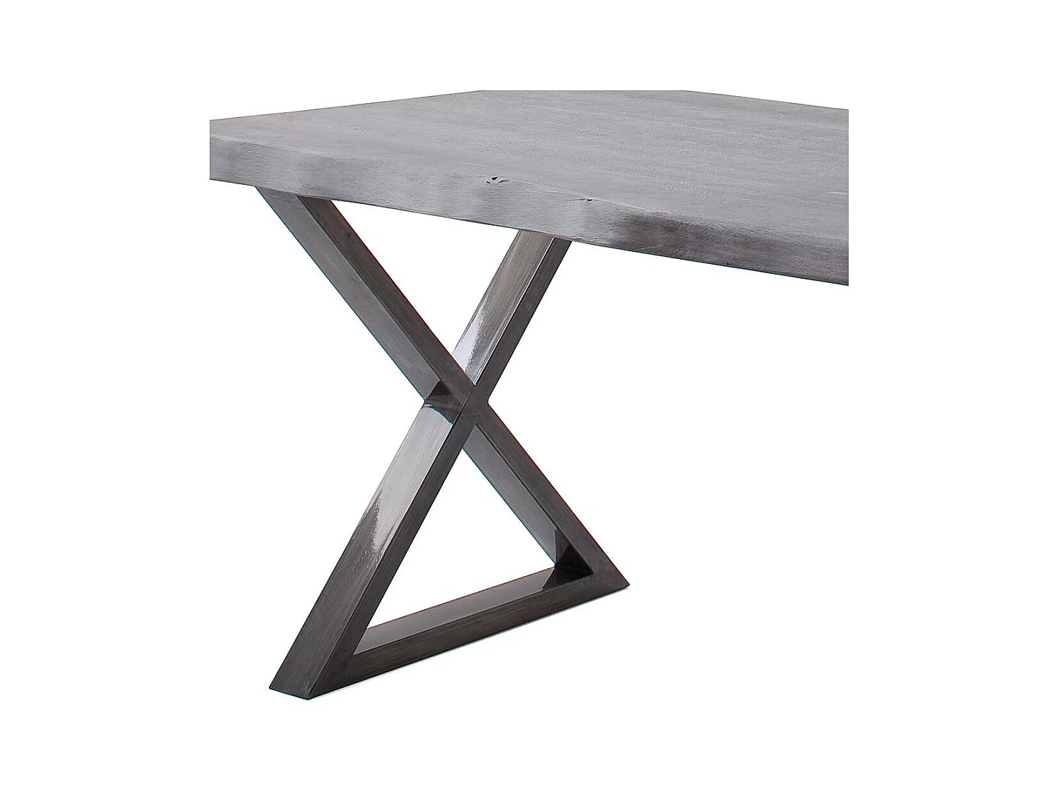 Esstisch Holztisch mit X Gestell und natürlicher Baumkante