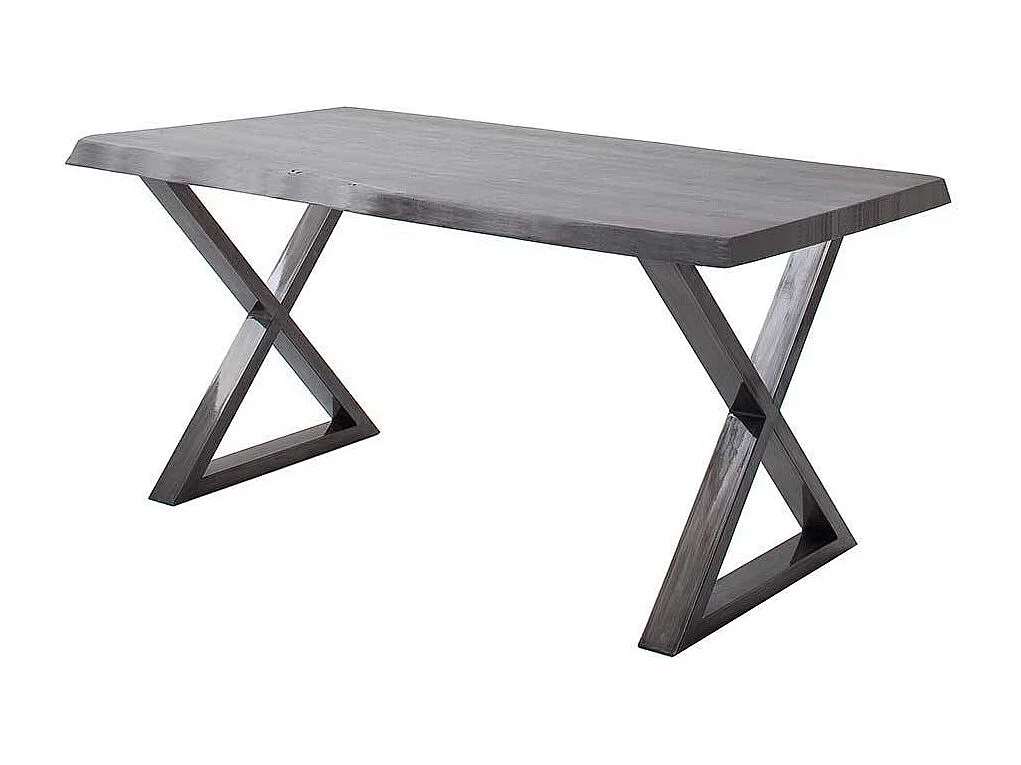 Esstisch Holztisch mit X Gestell und natürlicher Baumkante