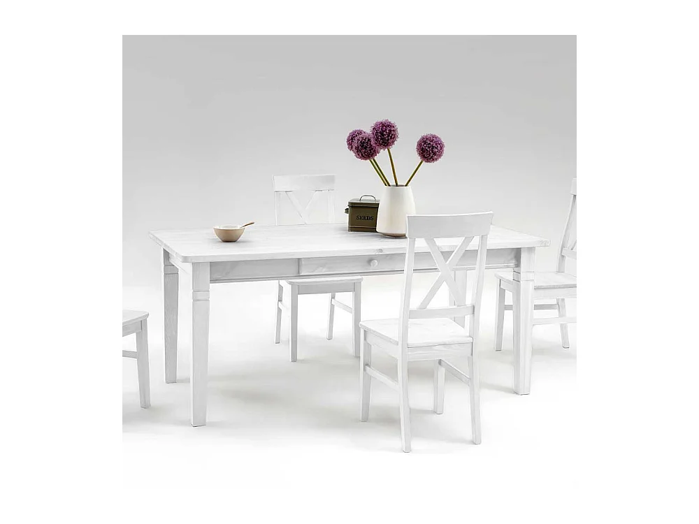 Kiefer Esstisch in Weiß Landhausstil