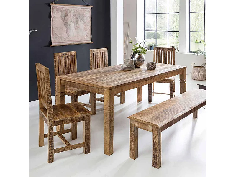 Esstisch aus Mangobaum Massivholz Landhaus rustikal