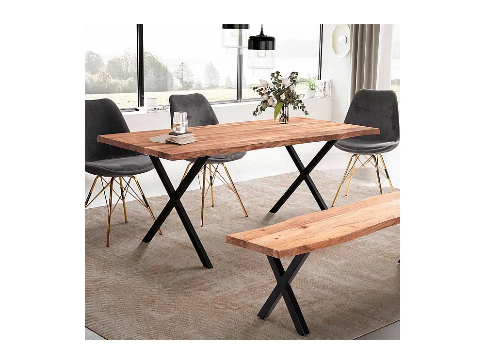 Esszimmertisch Tisch aus Akazie Massivholz und Metall