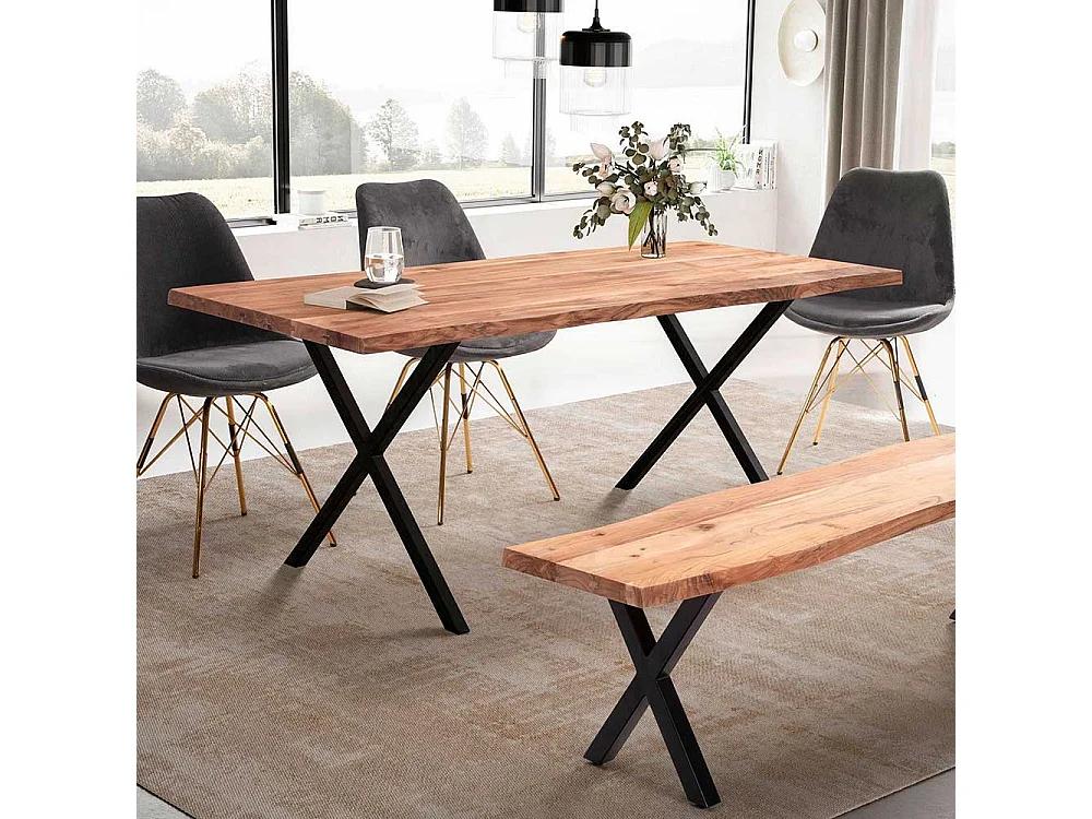 Esszimmertisch Tisch aus Akazie Massivholz und Metall