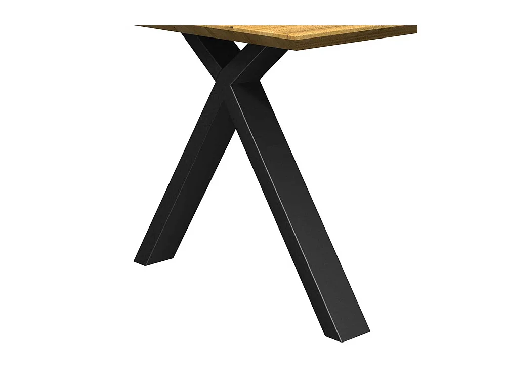 Eiche massiv Esstisch modern in modernem Design X Gestell aus Metall