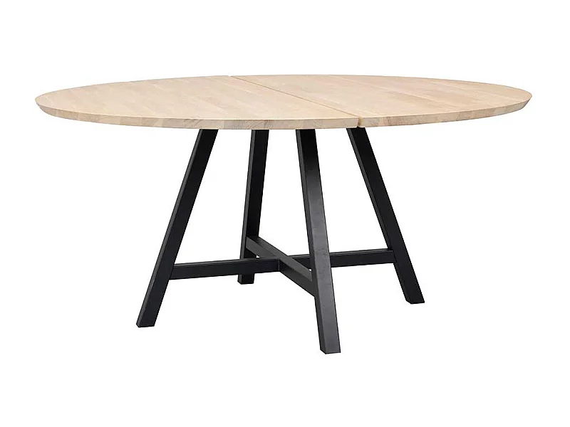 Runder Esszimmertisch in Eiche White Wash Massivholzplatte