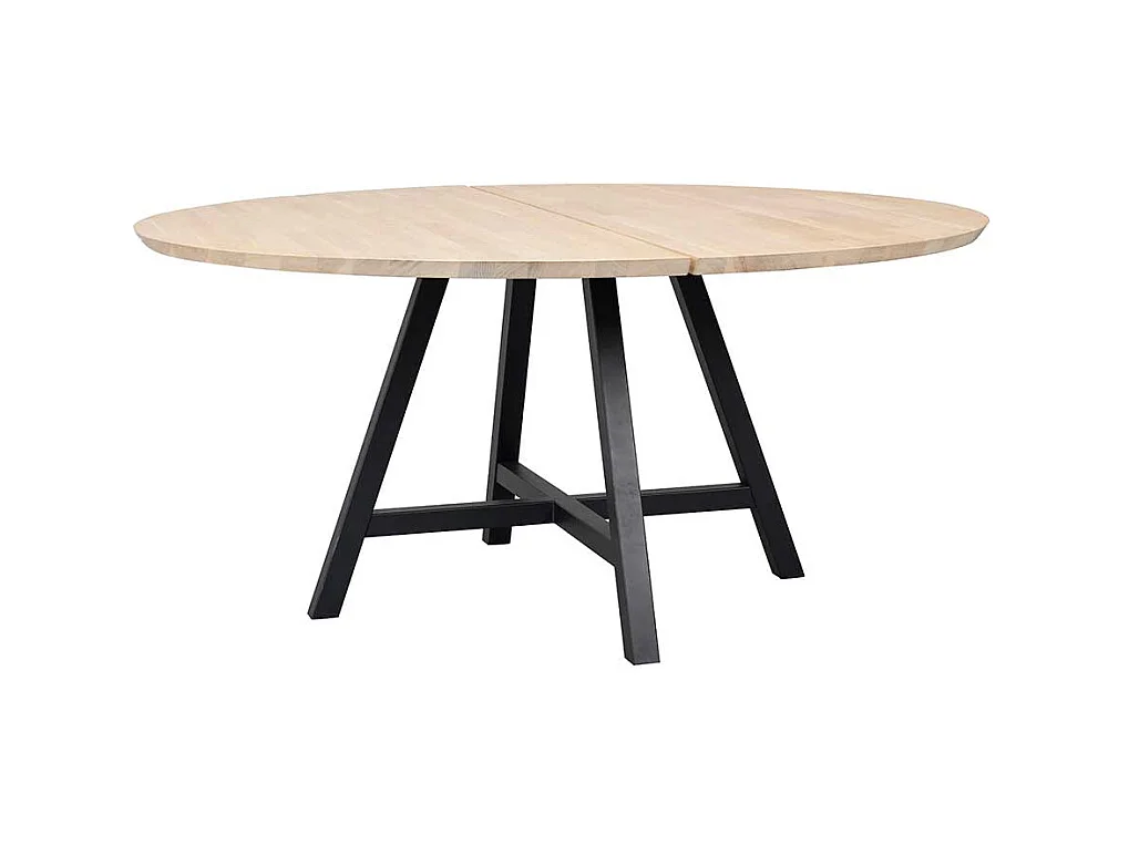 Runder Esszimmertisch in Eiche White Wash Massivholzplatte