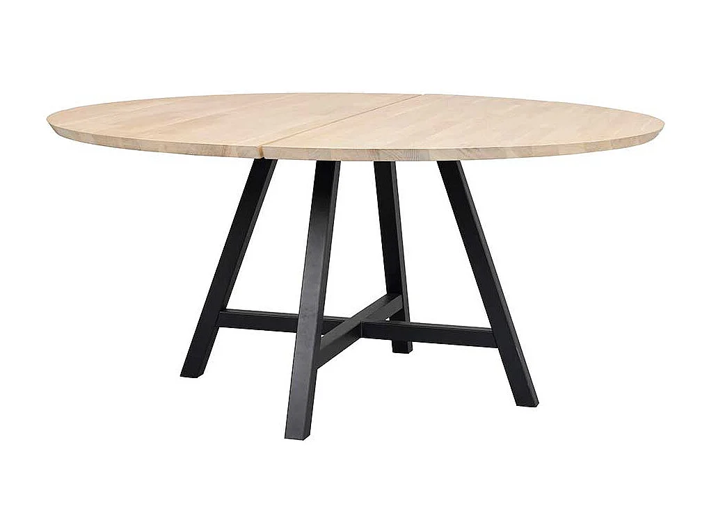 Runder Esszimmertisch in Eiche White Wash Massivholzplatte