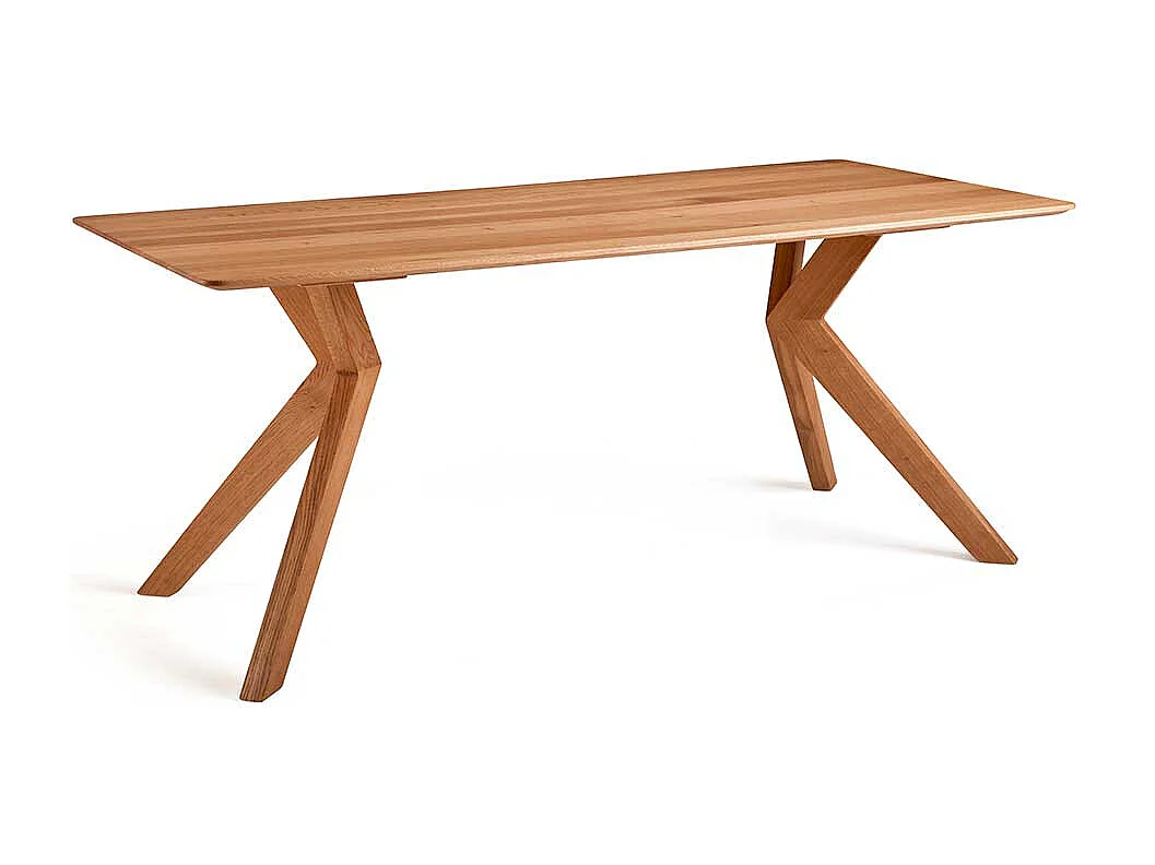 Holztisch Massiv aus Wildeiche modernem Vierfußgestell