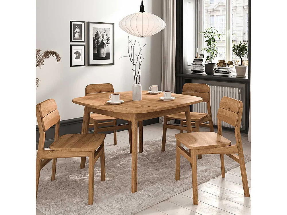 Esstisch Tisch Massivholz aus Wildeiche Massivholz mit Vierfußgestell