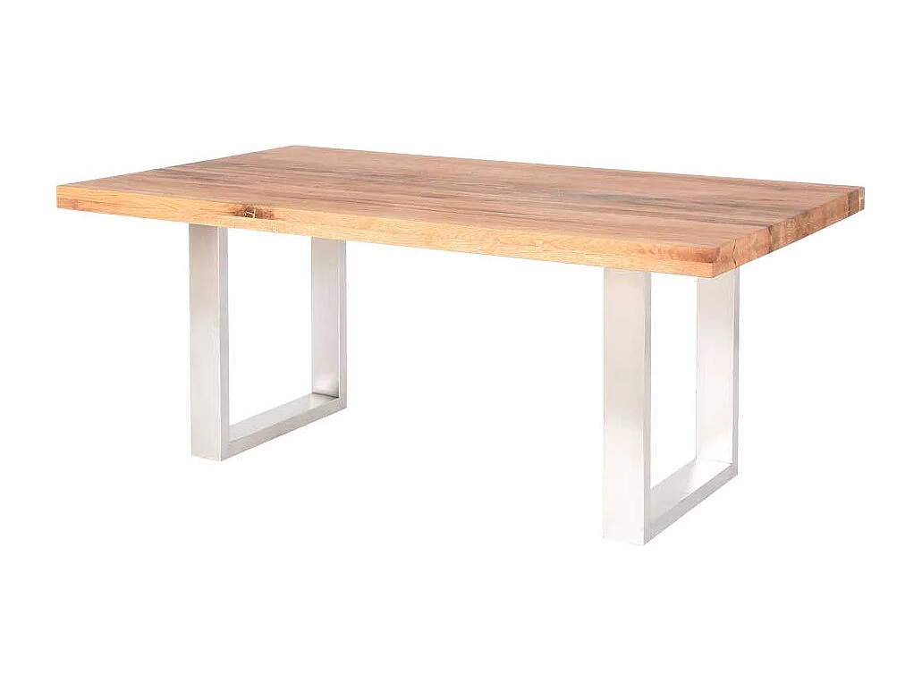 Esstisch aus Balkeneiche Edelstahlgestell