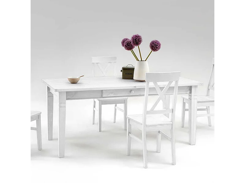 Kiefer Esstisch in Weiß Landhausstil