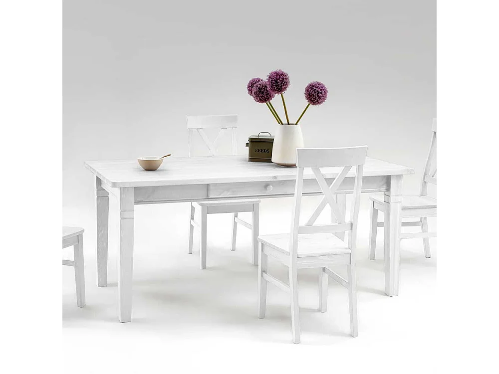 Kiefer Esstisch in Weiß Landhausstil