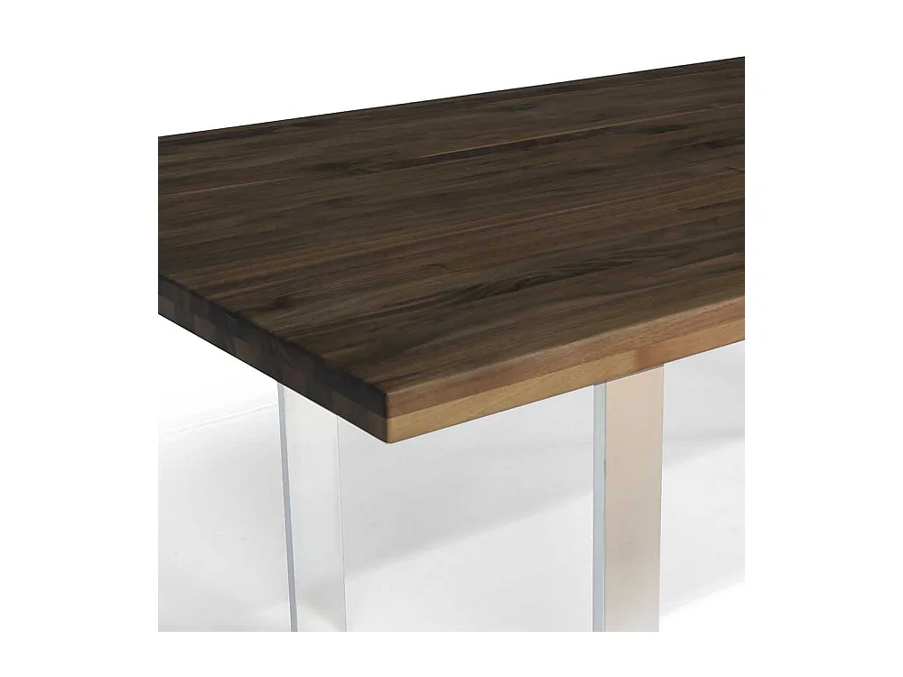 Küchentisch aus Nussbaum Massivholz und Edelstahl 75 cm hoch