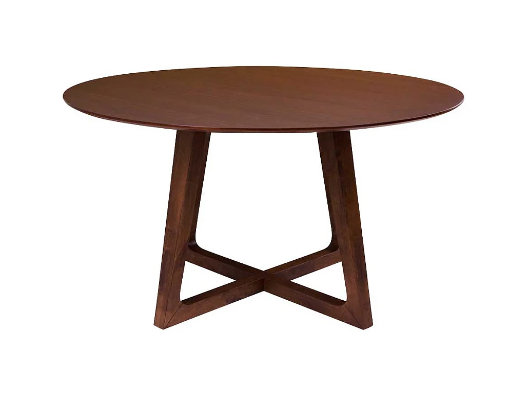 Runder Küchentisch in Walnussfarben furniert Bügelgestell