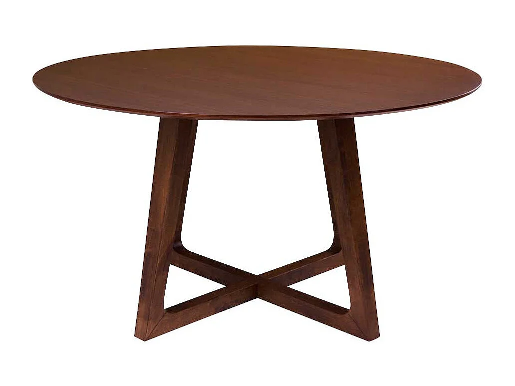 Runder Küchentisch in Walnussfarben furniert Bügelgestell