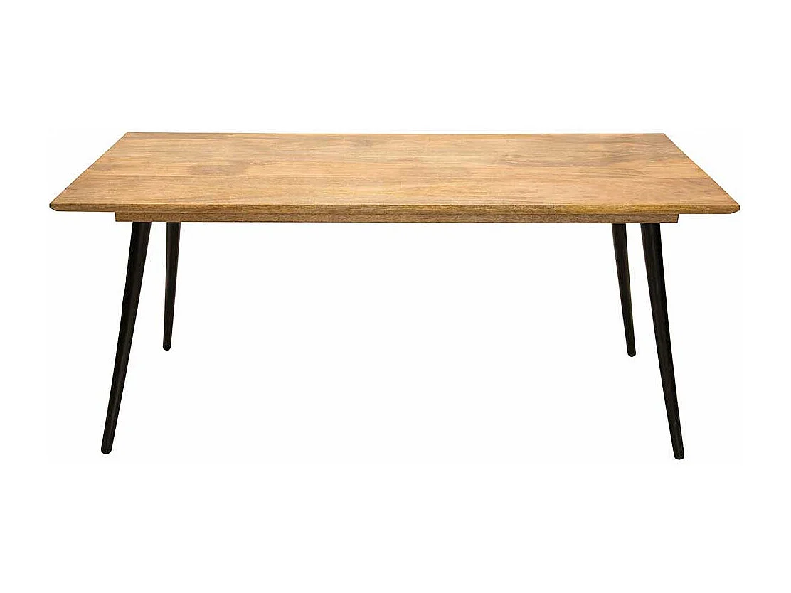 Esszimmer Tisch aus Mangobaum Massivholz und Metall Retro Design