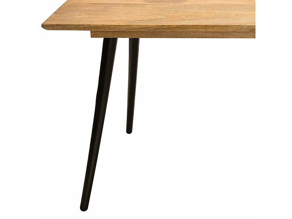 Esszimmer Tisch aus Mangobaum Massivholz und Metall Retro Design