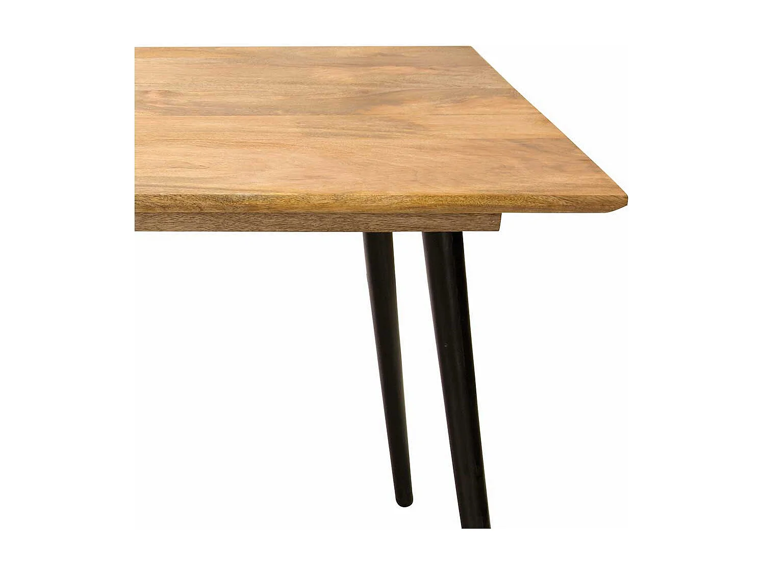 Esszimmer Tisch aus Mangobaum Massivholz und Metall Retro Design