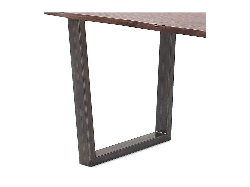 Holztisch Massiv Küchentisch in Walnussfarben mit Bügelgestell