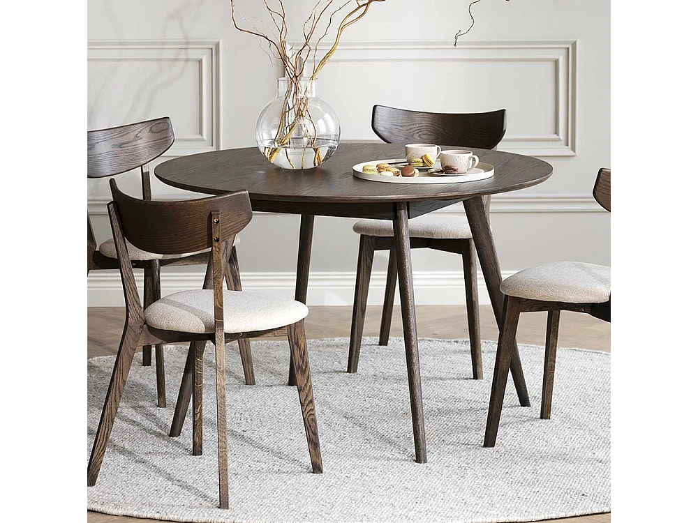 Tisch Esszimmer rund in Eiche dunkelbraun 115 cm breit