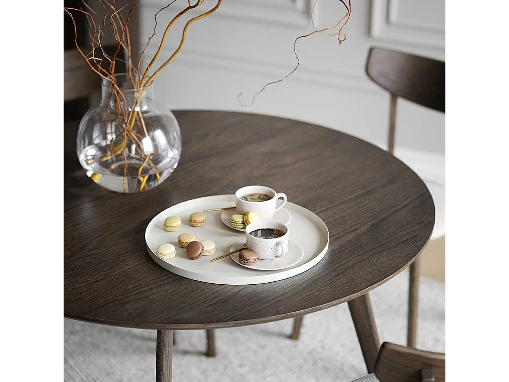 Tisch Esszimmer rund in Eiche dunkelbraun 115 cm breit