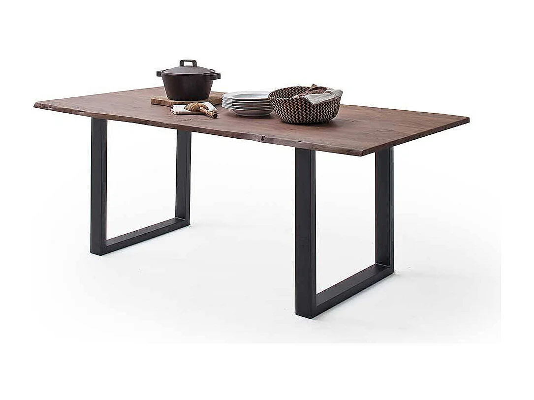 Holztisch Esstisch mit Baumkante mit Metallgestell