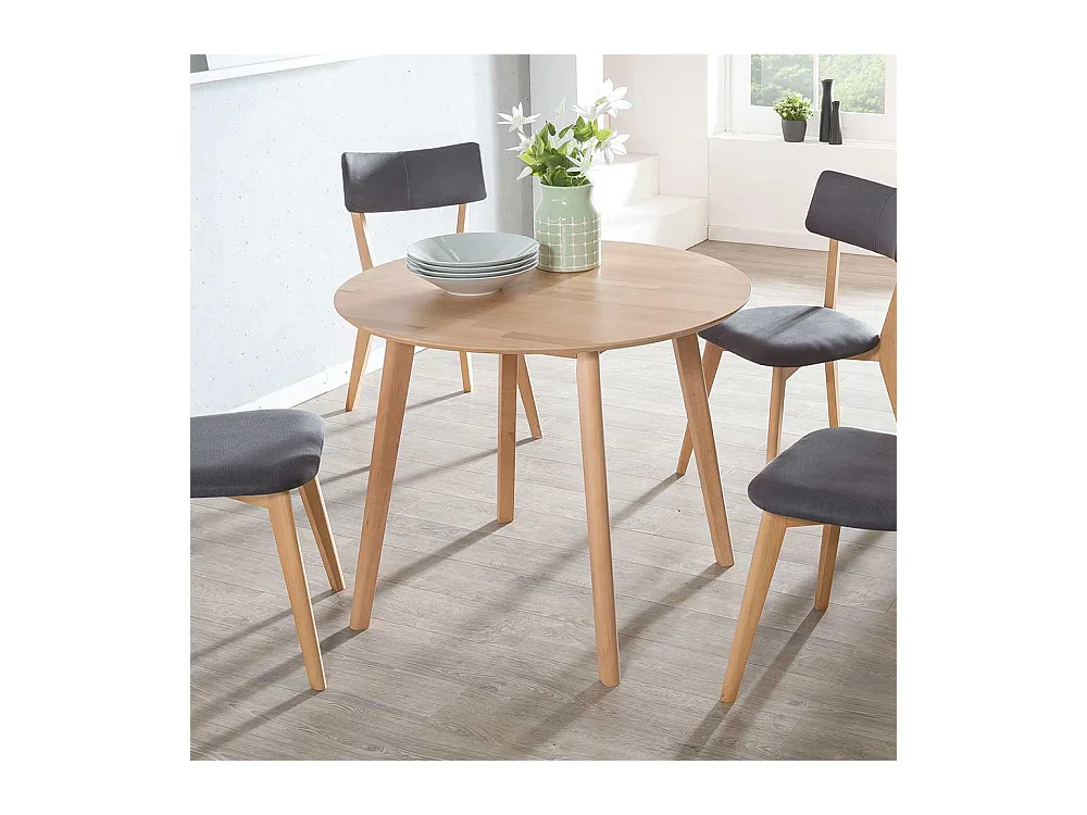 Runder Küchentisch aus Kernbuche Massivholz 90 cm Durchmesser