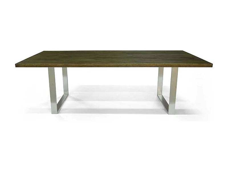 Esszimmer Tisch aus Eiche Massivholz und Edelstahl 75 cm hoch