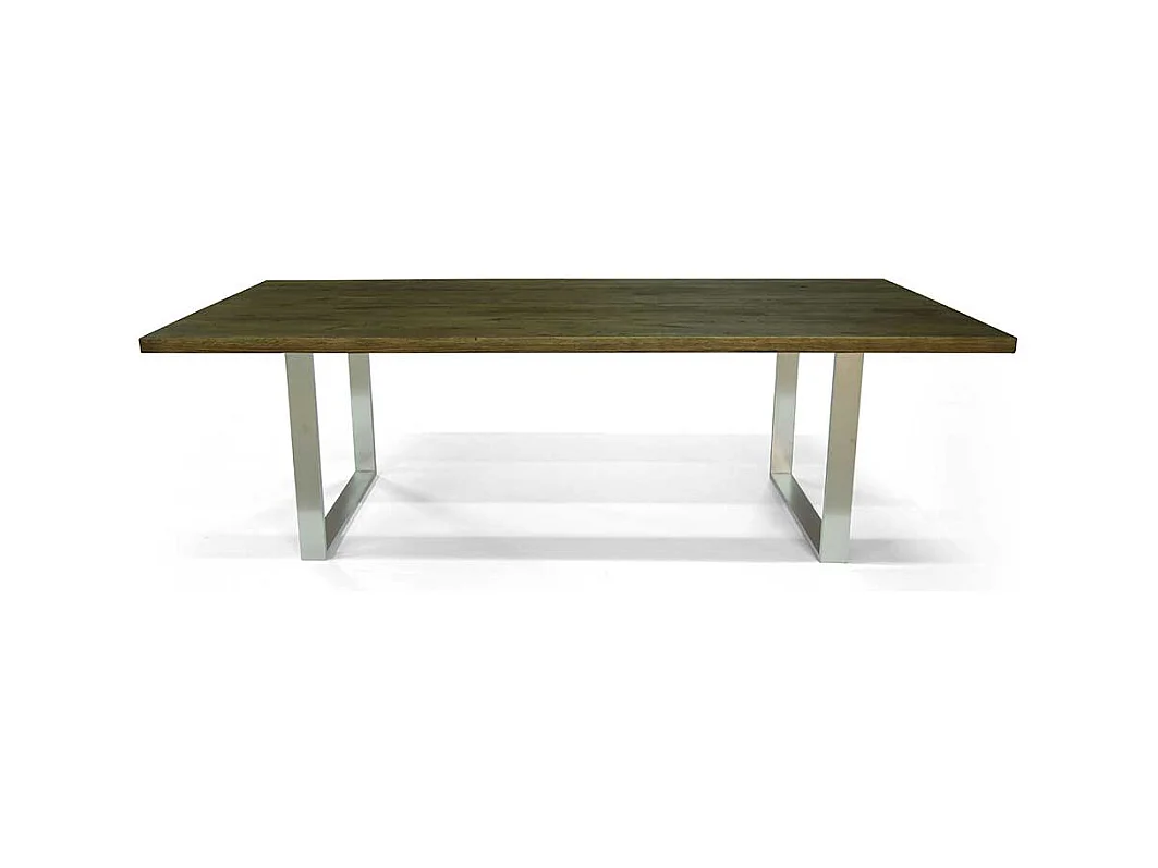 Esszimmer Tisch aus Eiche Massivholz und Edelstahl 75 cm hoch