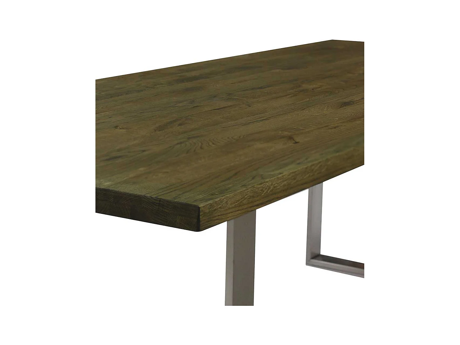 Esszimmer Tisch aus Eiche Massivholz und Edelstahl 75 cm hoch