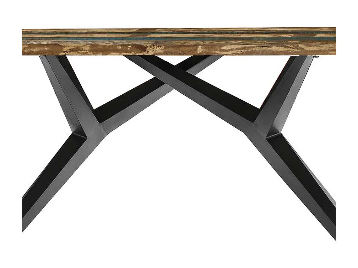 Esszimmertisch aus Recyclingholz Bunt und Antikschwarz