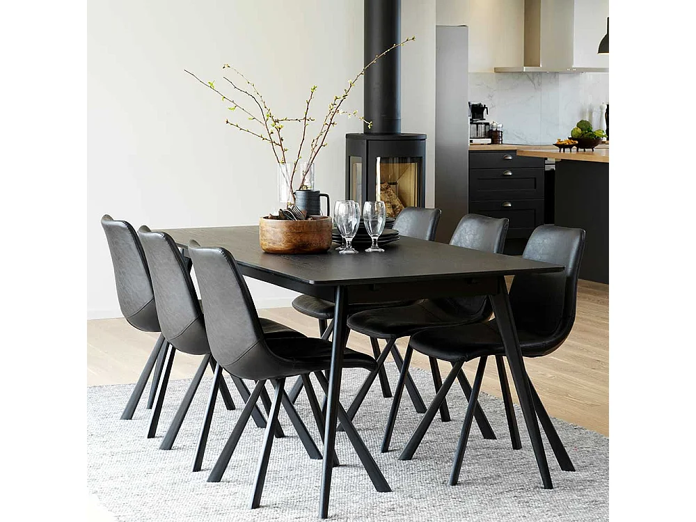 Esszimmer Tisch in Schwarz Retro Look