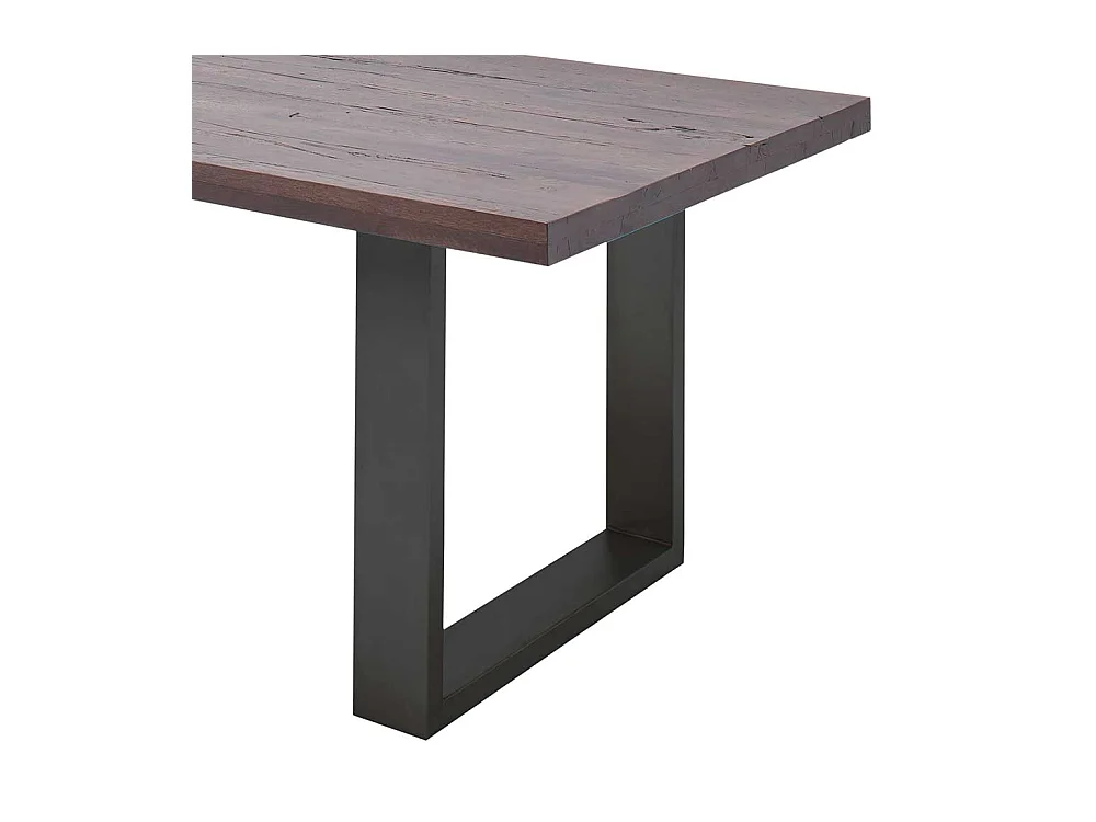 Tisch aus Zerreiche Massivholz und Stahl modern