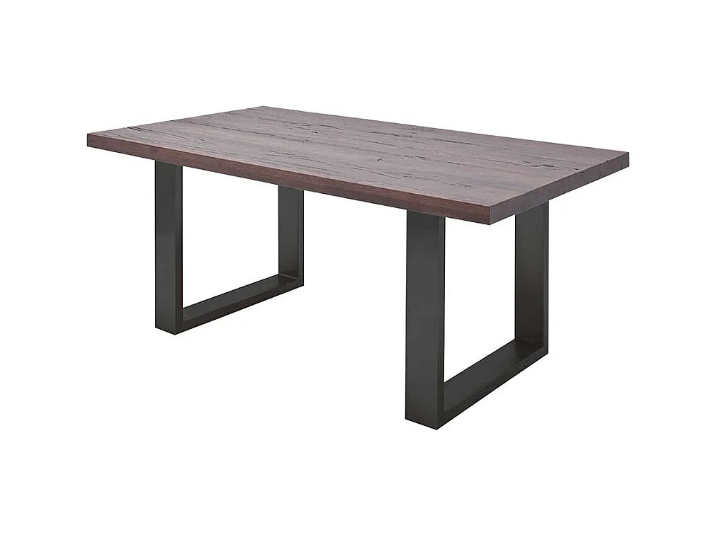 Tisch aus Zerreiche Massivholz und Stahl modern