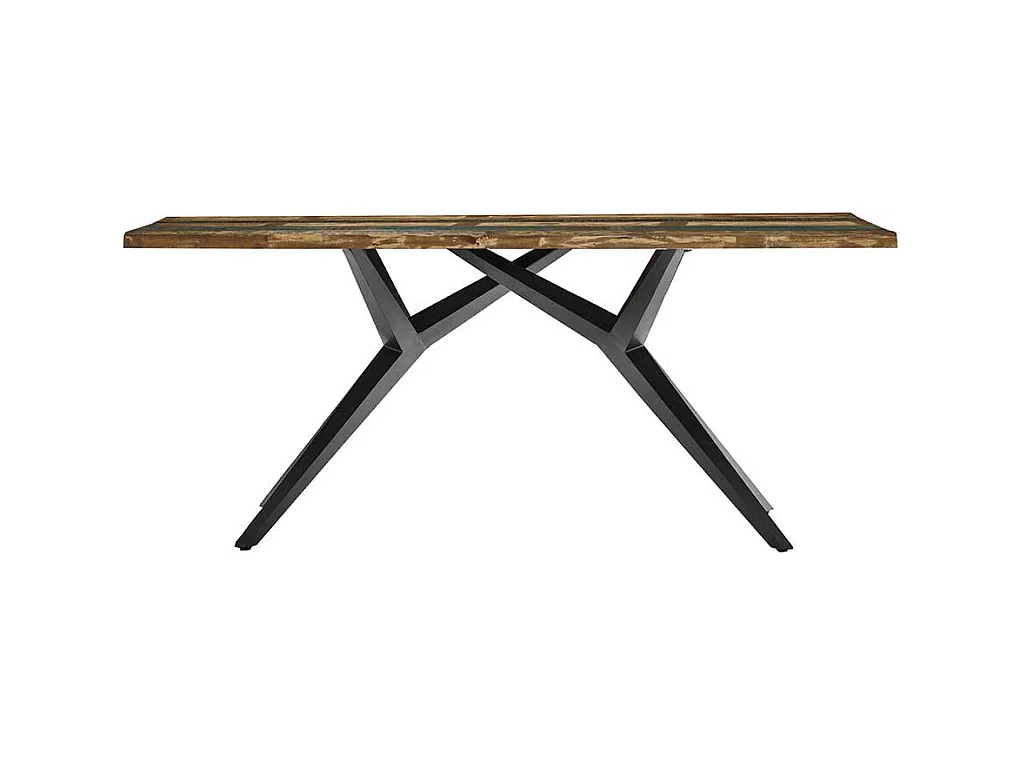 Esszimmertisch aus Recyclingholz Bunt und Antikschwarz