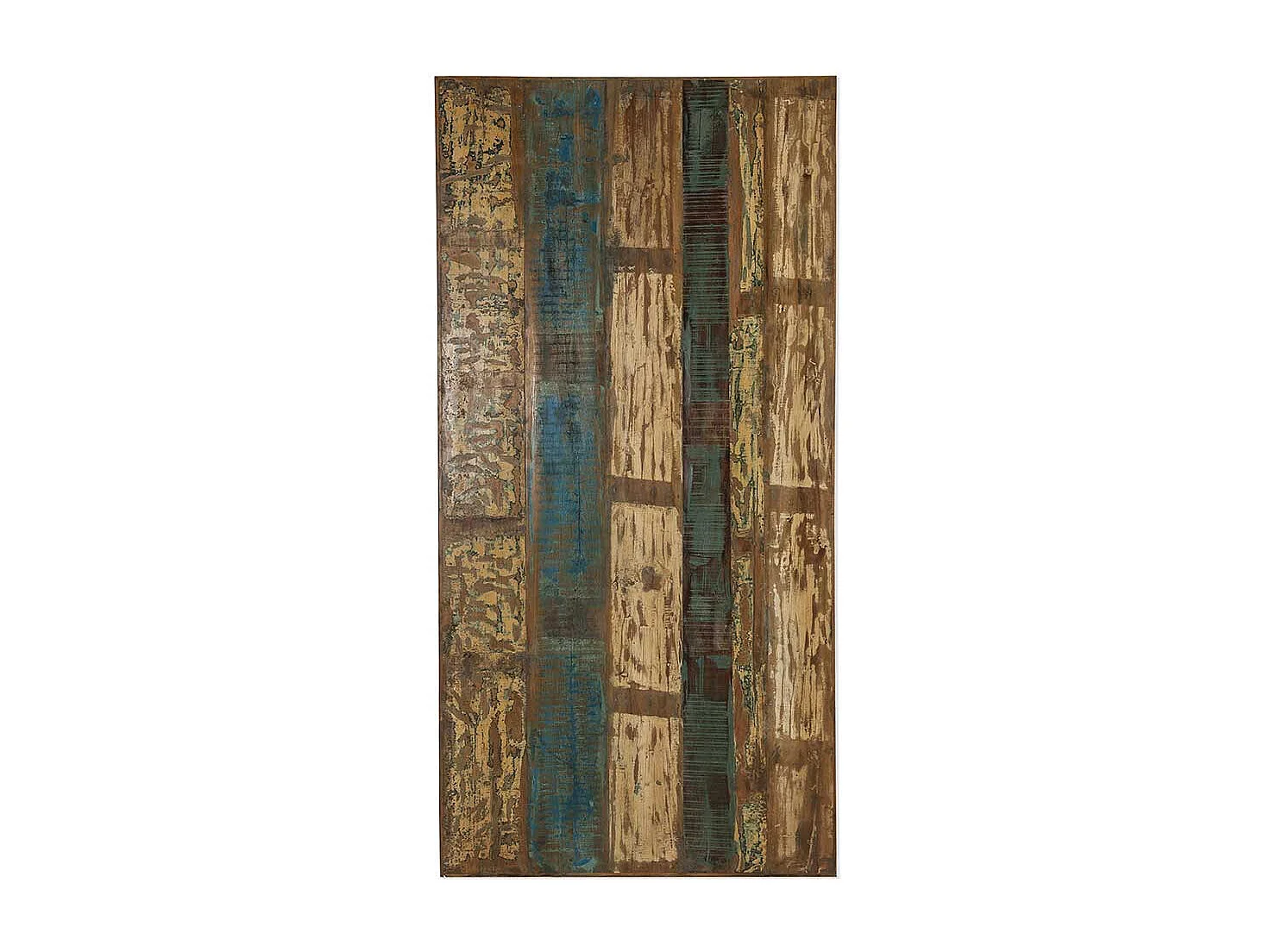 Esszimmertisch aus Recyclingholz Bunt und Antikschwarz