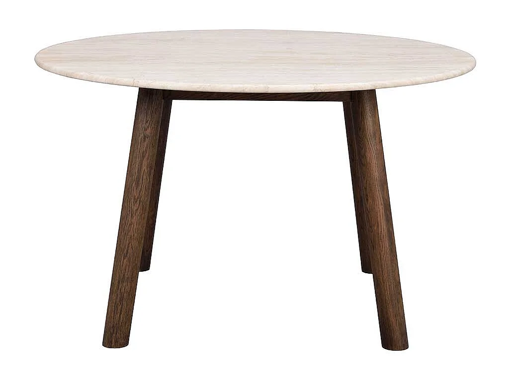 Esszimmer Tisch mit Marmorplatte Beige Vierfußgestell Eiche Massivholz