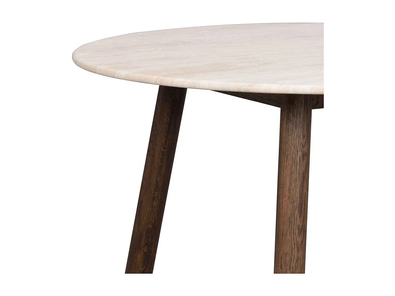 Esszimmer Tisch mit Marmorplatte Beige Vierfußgestell Eiche Massivholz