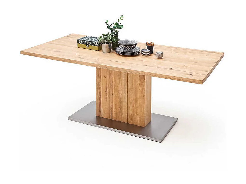 Tisch aus Balkeneiche Säulengestell