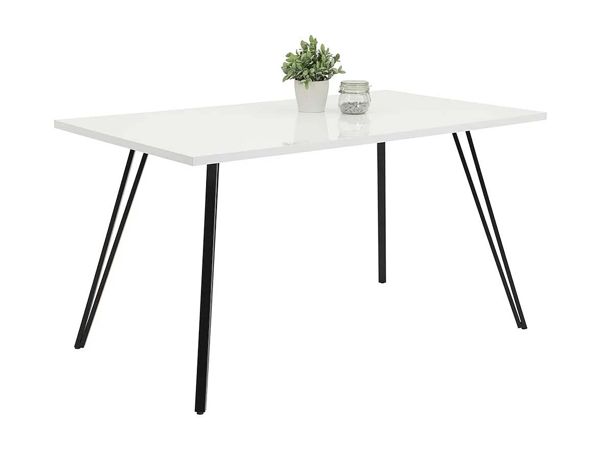 Küchen Tisch in Weiß und Schwarz Vierfußgestell