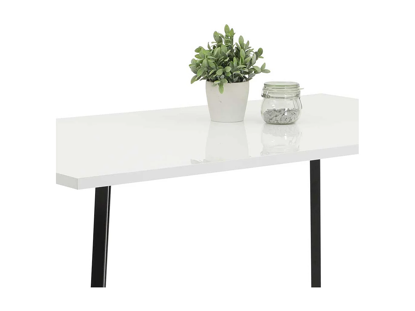 Küchen Tisch in Weiß und Schwarz Vierfußgestell