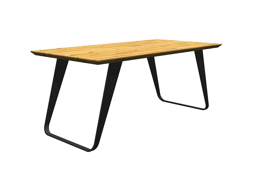 Tisch Massivholz Eiche und Metall in modernem Design Schweizer Kante